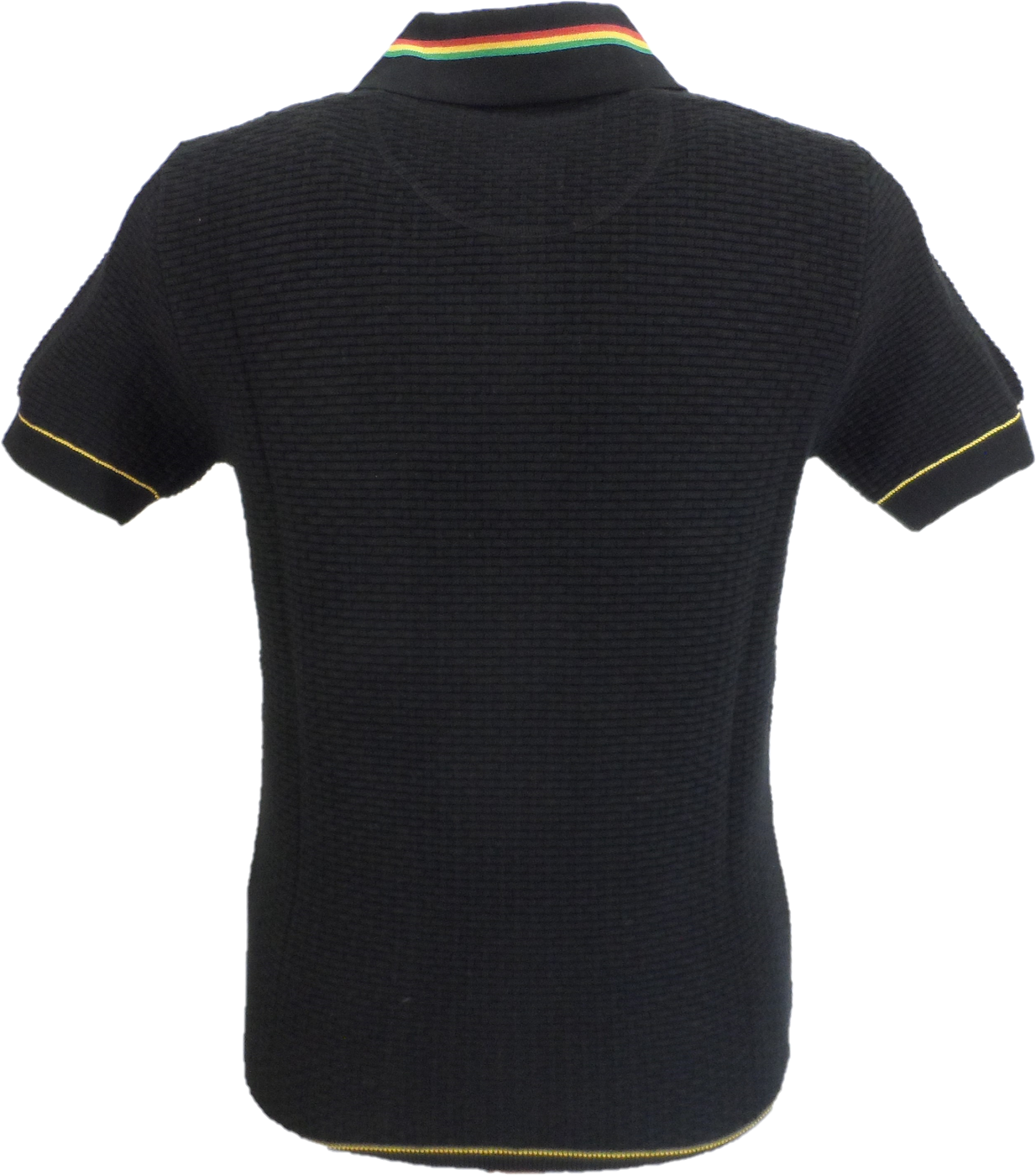 Trojan Mens Black Zip Basket Weave Zipped Knitted Polo Shirt