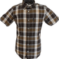 Ben Sherman Mens Dark Brown Checked Short Sleeved Shirt
