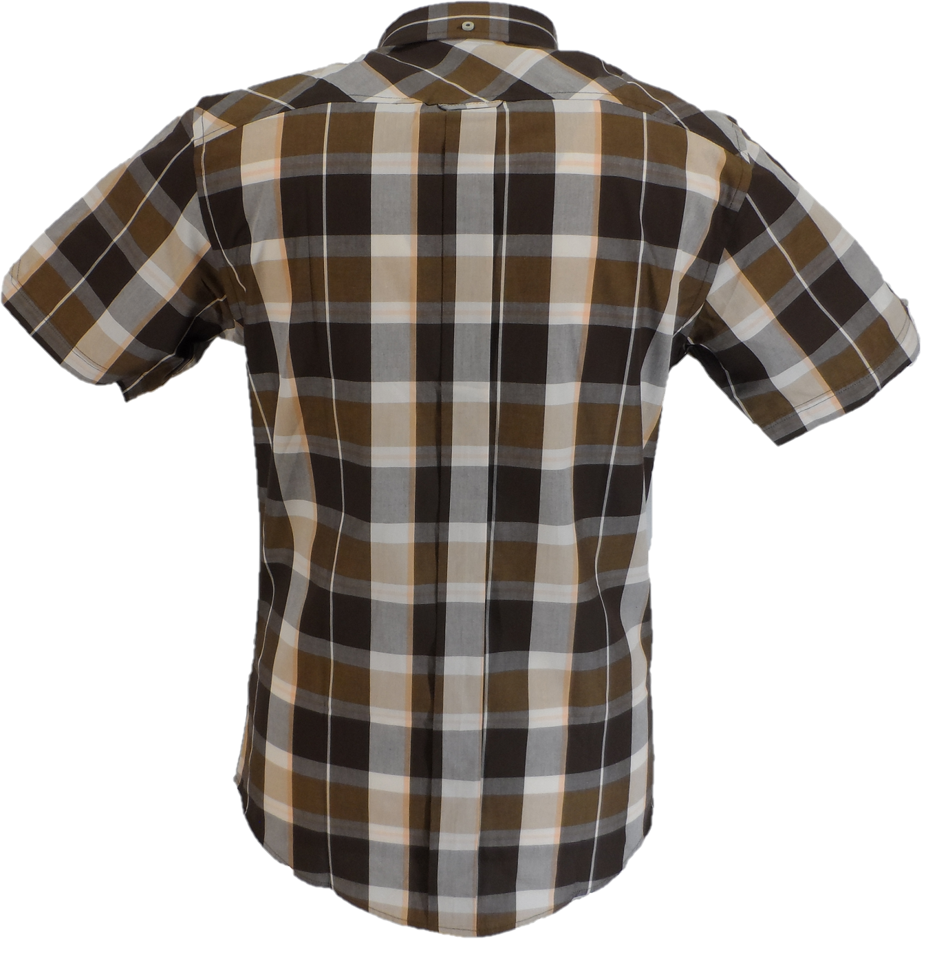 Ben Sherman Mens Dark Brown Checked Short Sleeved Shirt