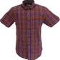 Ben Sherman Mens Dark Wine Checked Short Sleeved Shirt