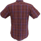 Ben Sherman Mens Dark Wine Checked Short Sleeved Shirt