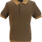 Ben Sherman Mens Camel Brown Knitted Textured Polo Shirt
