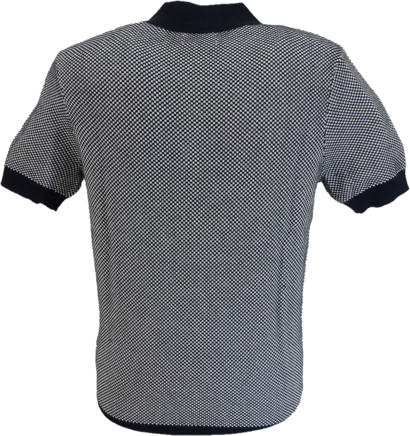Ben Sherman Mens Navy Blue Knitted Textured Polo Shirt
