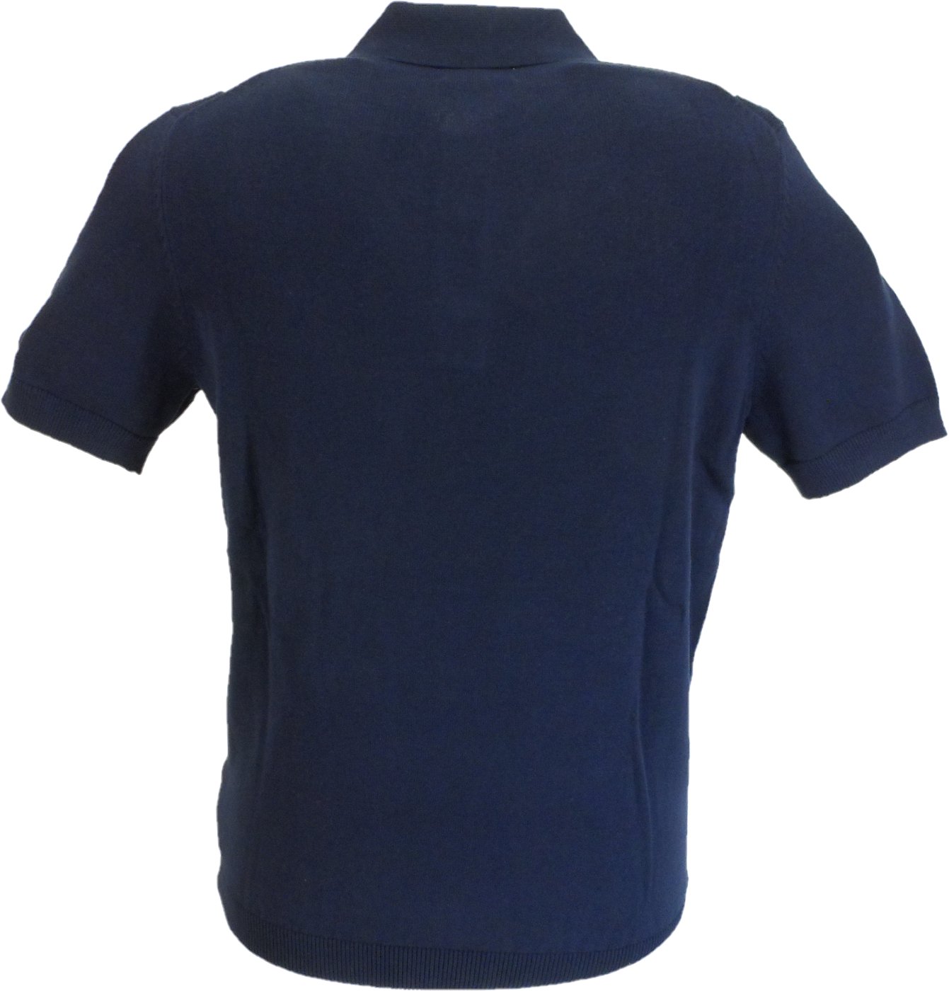 Ben Sherman Dark Navy Knitted Striped Mod Polo Shirt