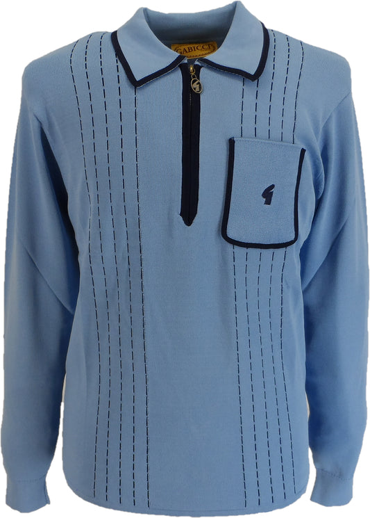 Gabicci Mens Iceburg Blue Archive Darron Knitted Polo Shirt