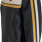 Gabicci Mens Lambaert Navy/White/Gold Leather Rally Jacket