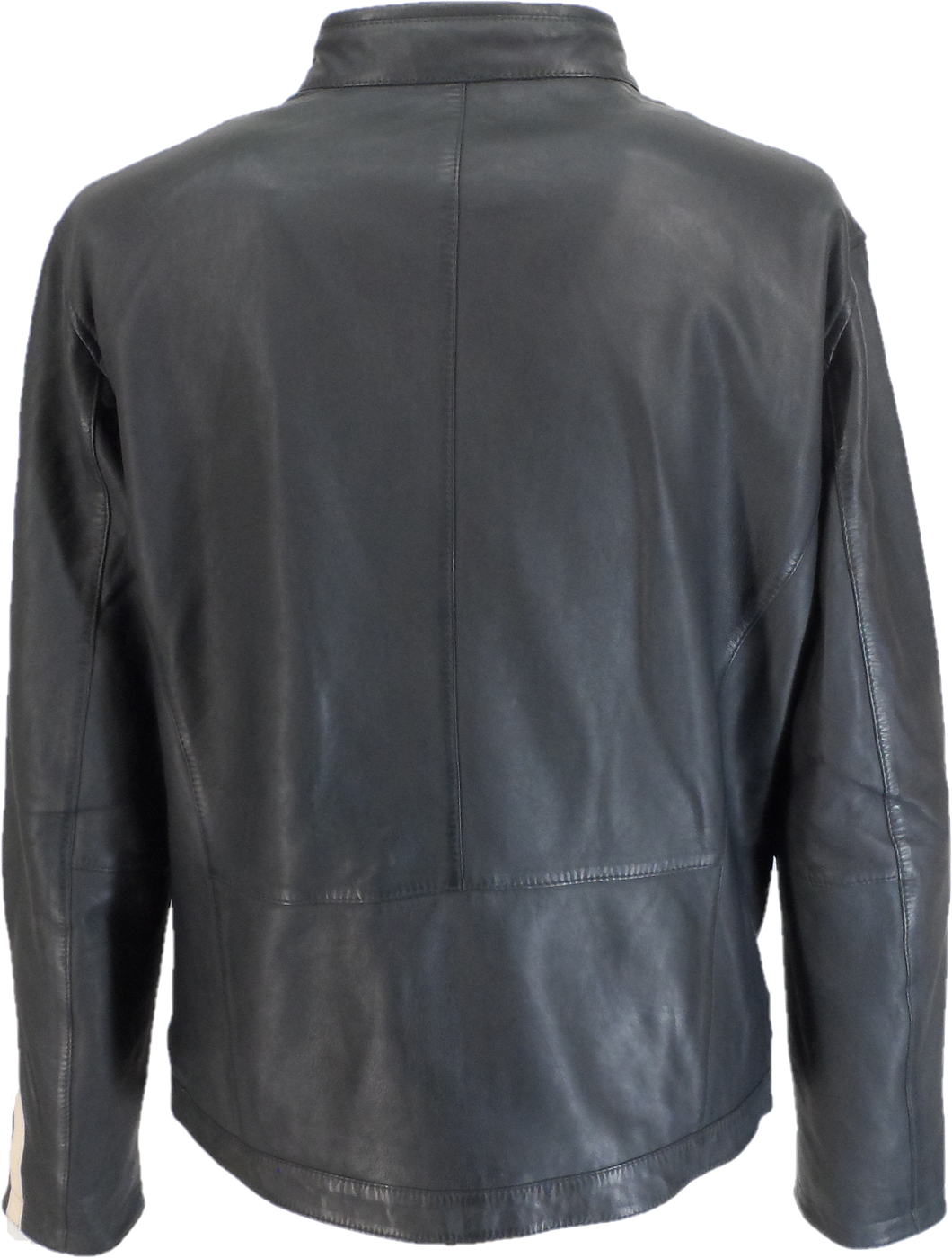 Gabicci Mens Lambaert Navy/White/Gold Leather Rally Jacket