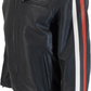 Gabicci Mens Moto Navy/White/Red Leather Rally Jacket
