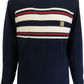 Gabicci Vintage Mens Navy Blue Liam Striped Jumper
