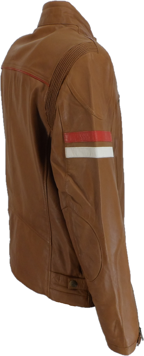 Gabicci Mens Cognac Tan Leather Rally Jacket