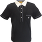 Gabicci Vintage Mens Archive Patrick Black 70s Mod Polo