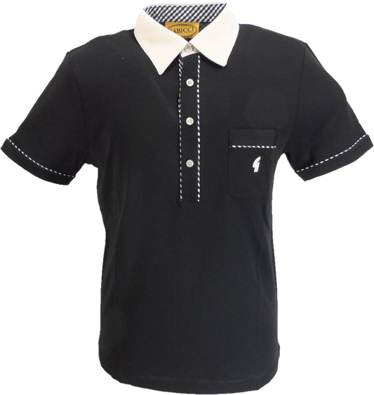 Gabicci Vintage Mens Archive Patrick Black 70s Mod Polo