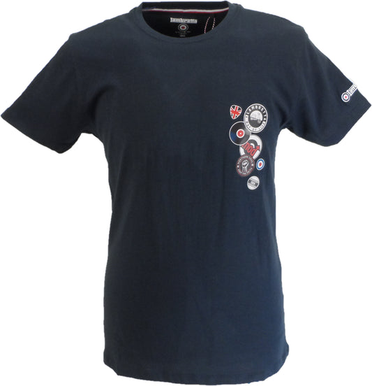 Lambretta Mens Navy Blue Badges Target Retro T Shirt