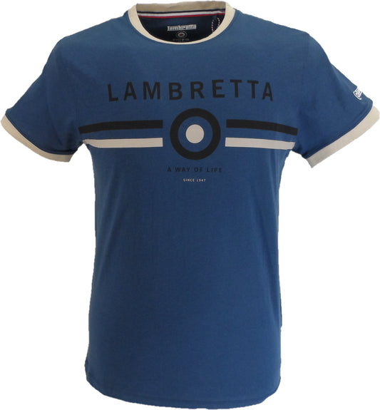 Lambretta Mens Moonlit Ocean Blue Retro Target Ringer T-Shirt