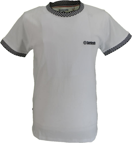 Lambretta Mens White Two Tone Ringer Retro T Shirt