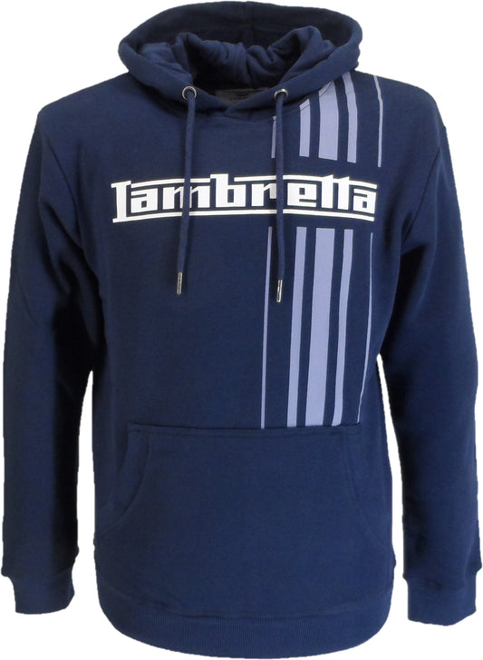 Lambretta Mens Navy Blue Stripe Logo Hooded Top
