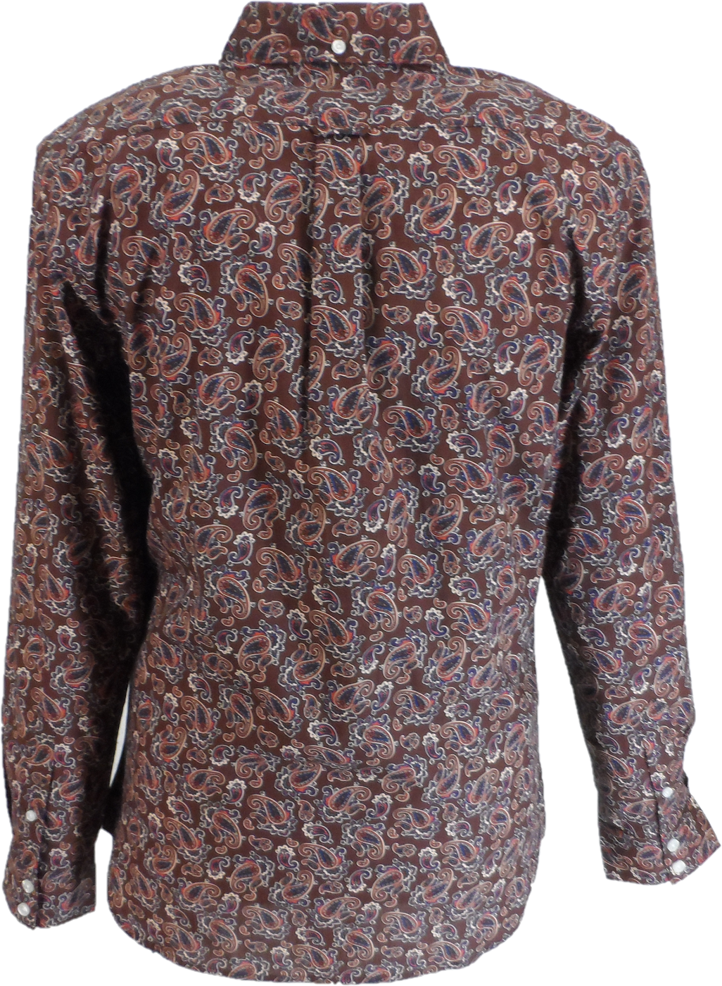 Lambretta Retro Button Down Burgundy Paisley Print Shirt