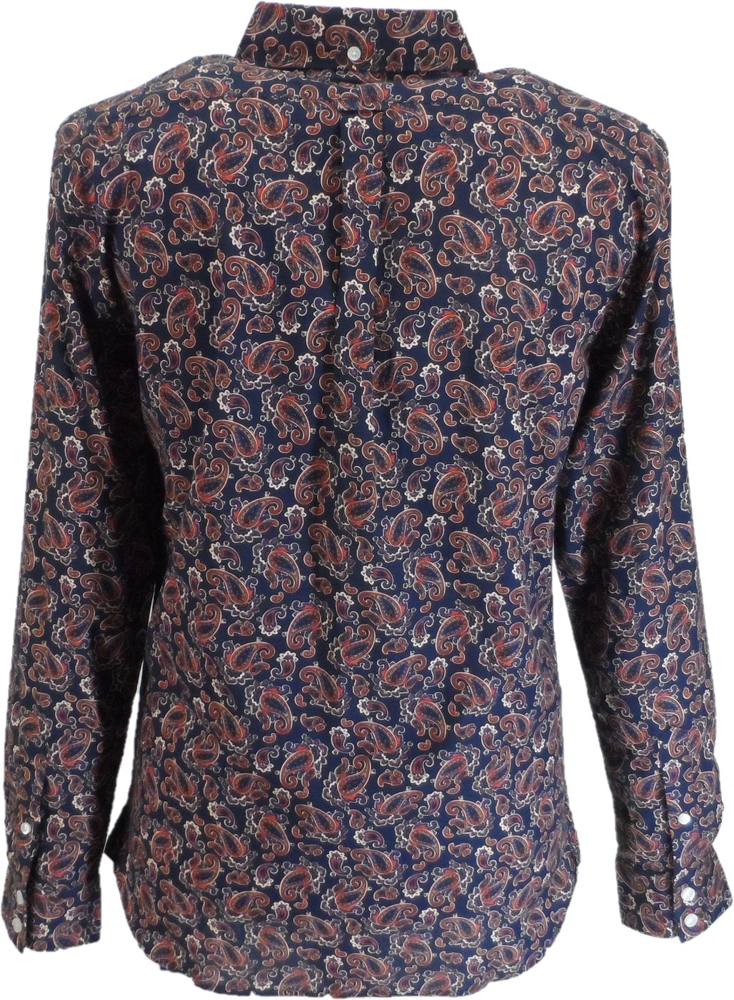Lambretta Retro Button Down Navy Paisley Print Shirt