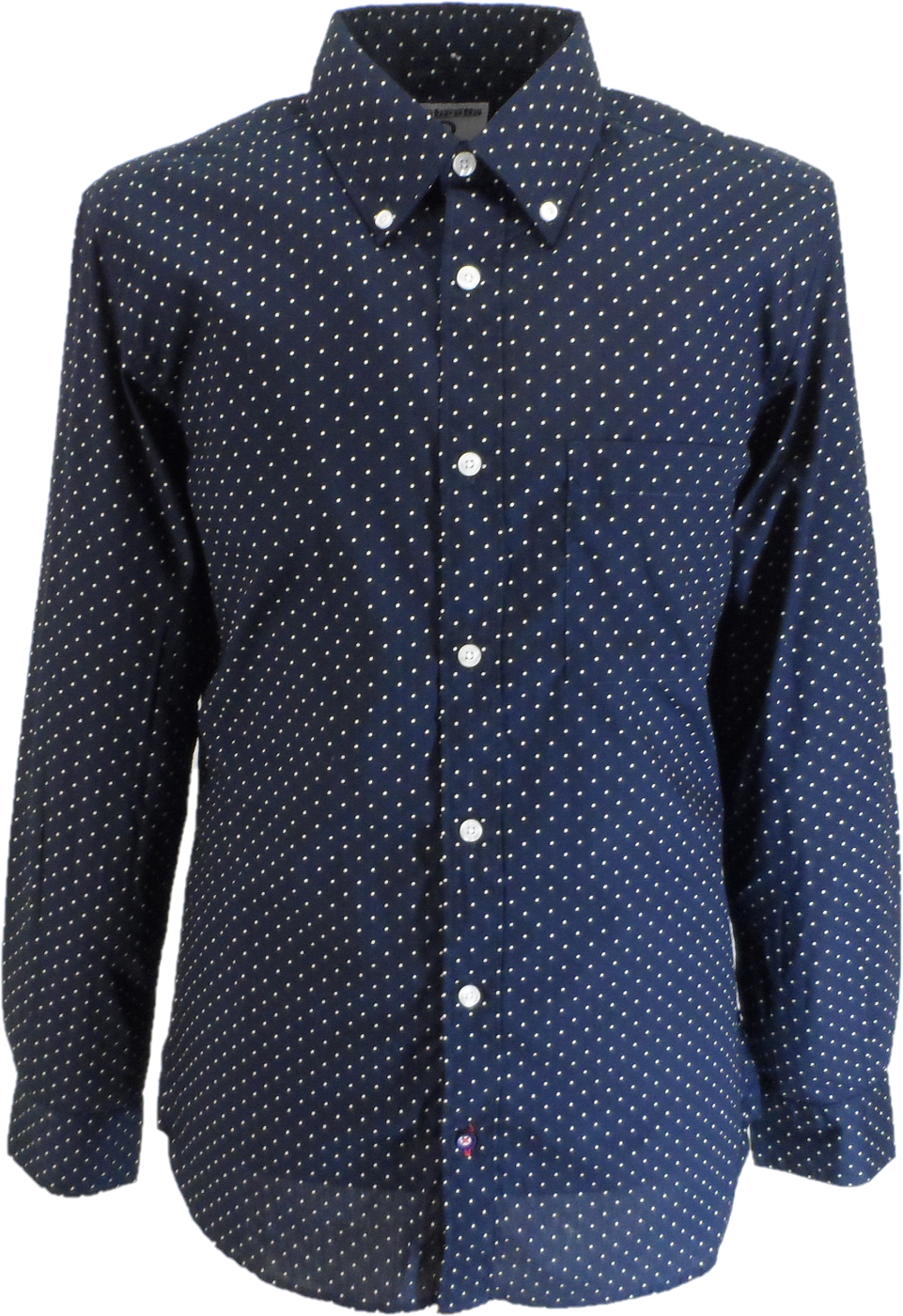 Lambretta Retro Button Down Navy/Blue Pindot Shirt