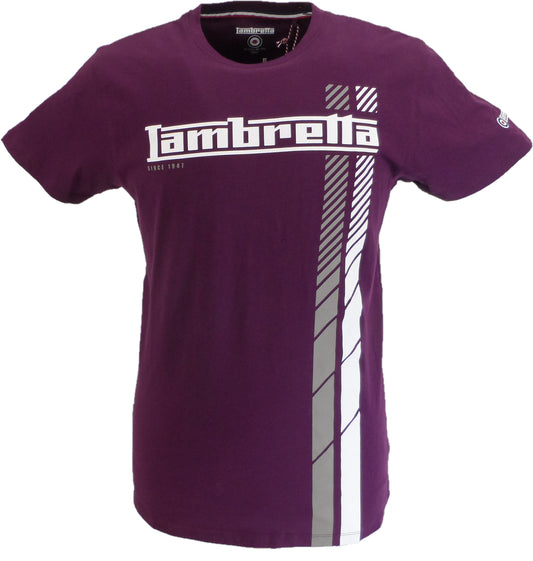 Lambretta Mens Winter Bloom Purple Fade Racing Stripe Retro T Shirt