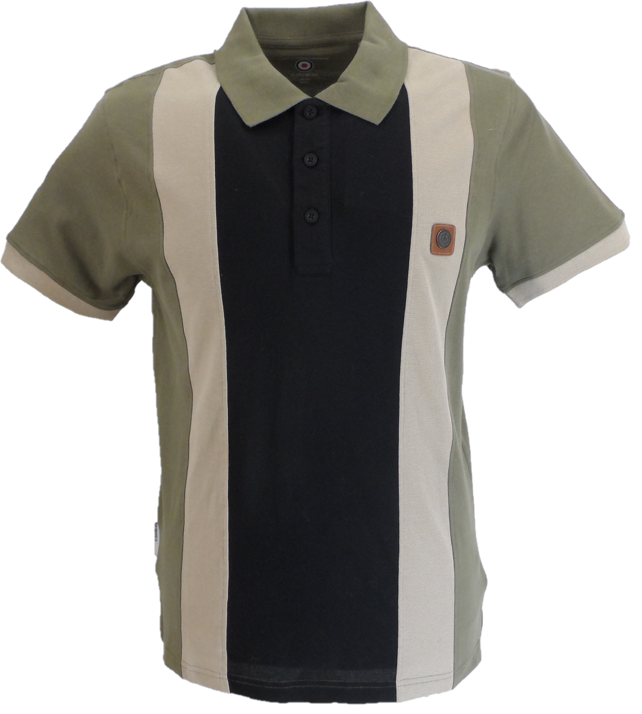 Lambretta Khaki Vintage Panel Polo Shirts