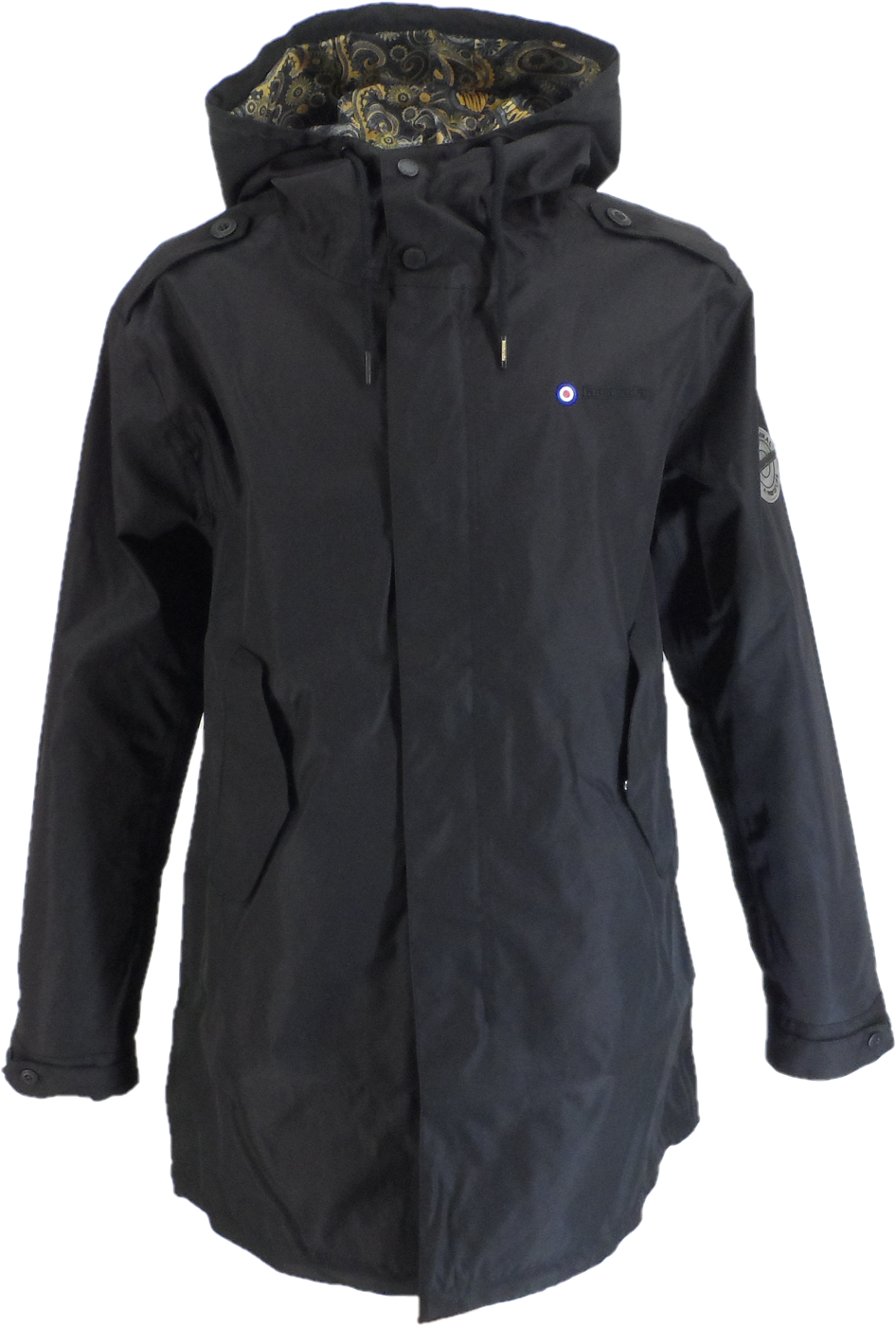 Lambretta Mens Black Retro Waterproof Fishtail Parka