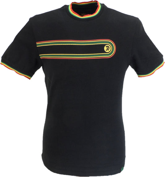 Trojan Mens Black Retro Print Ringer T Shirt