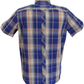 Trojan Mens Navy Blue Big Check Short Sleeved Shirts and Pocket Square