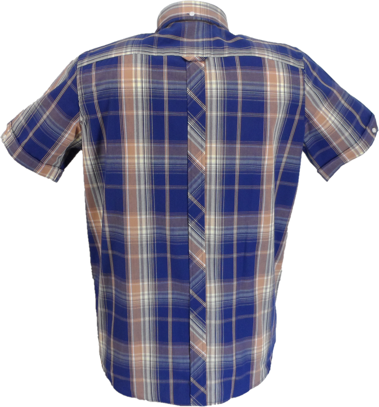 Trojan Mens Navy Blue Big Check Short Sleeved Shirts and Pocket Square