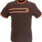 Trojan Mens Brown Retro Print Ringer T Shirt