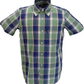 Trojan Mens Navy Blue Check Short Sleeved Shirts and Pocket Square