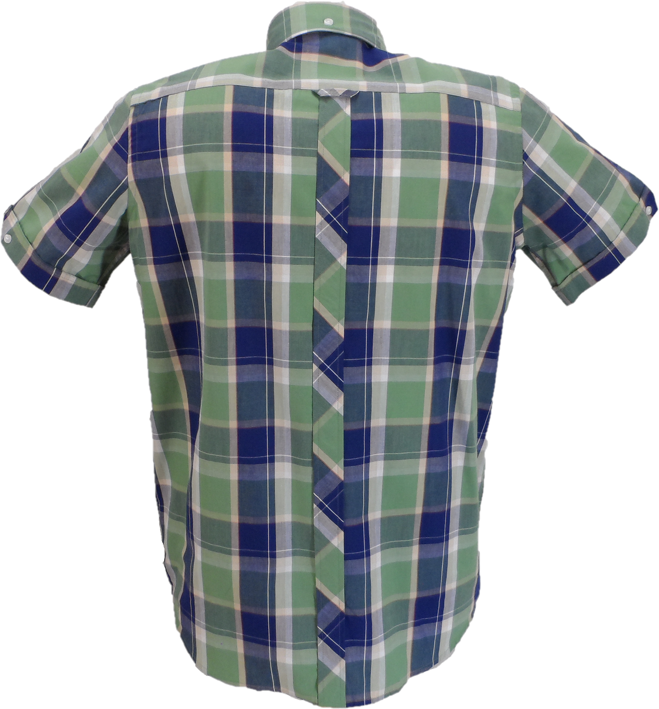 Trojan Mens Navy Blue Check Short Sleeved Shirts and Pocket Square