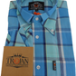 Trojan Mens Cobalt Blue Check Short Sleeved Shirts and Pocket Square