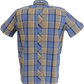 Trojan Mens Powder Blue Check Short Sleeved Shirts and Pocket Square