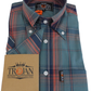 Trojan Mens Slate Big Check Short Sleeved Shirts and Pocket Square