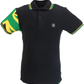 Trojan Mens Black Rasta Flag Twin Tipped Polo Shirt