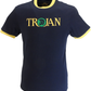 Trojan Mens Navy Blue Rasta Logo 100% Cotton Peach T-Shirt