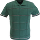 Relco Mens Green Retro Cable Knitted Polo Shirts