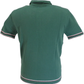 Relco Mens Green Retro Cable Knitted Polo Shirts