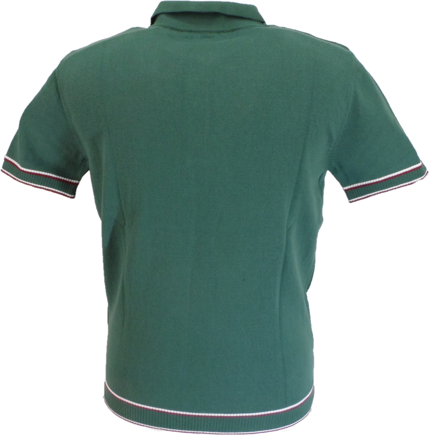 Relco Mens Green Retro Cable Knitted Polo Shirts
