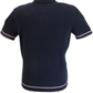 Relco Mens Navy Blue Retro Cable Knitted Polo Shirts