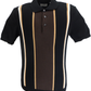 Ben Sherman Black Knitted Striped Mod Polo Shirt