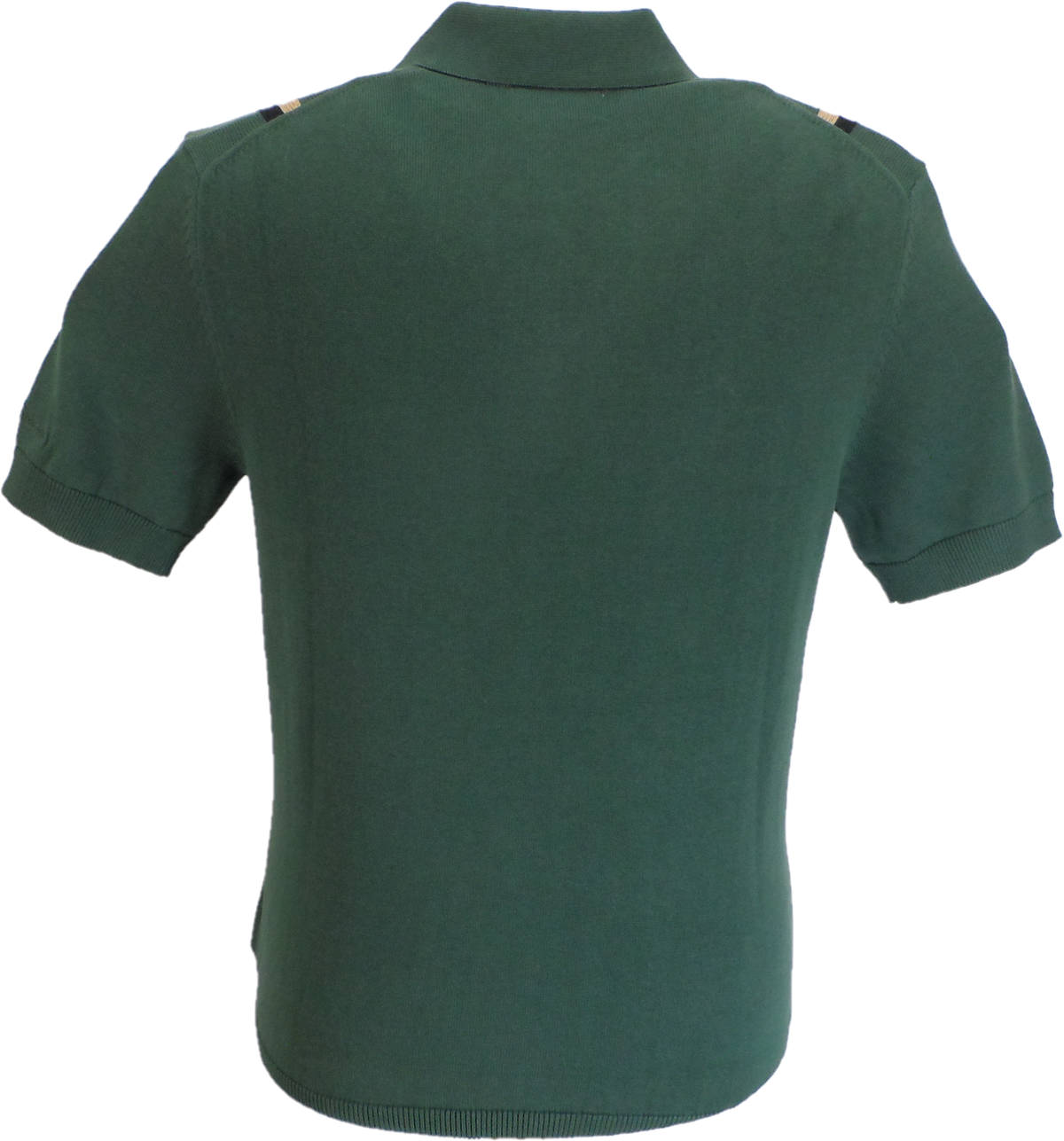 Ben Sherman Bottle Green Knitted Striped Mod Polo Shirt