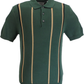 Ben Sherman Bottle Green Knitted Striped Mod Polo Shirt