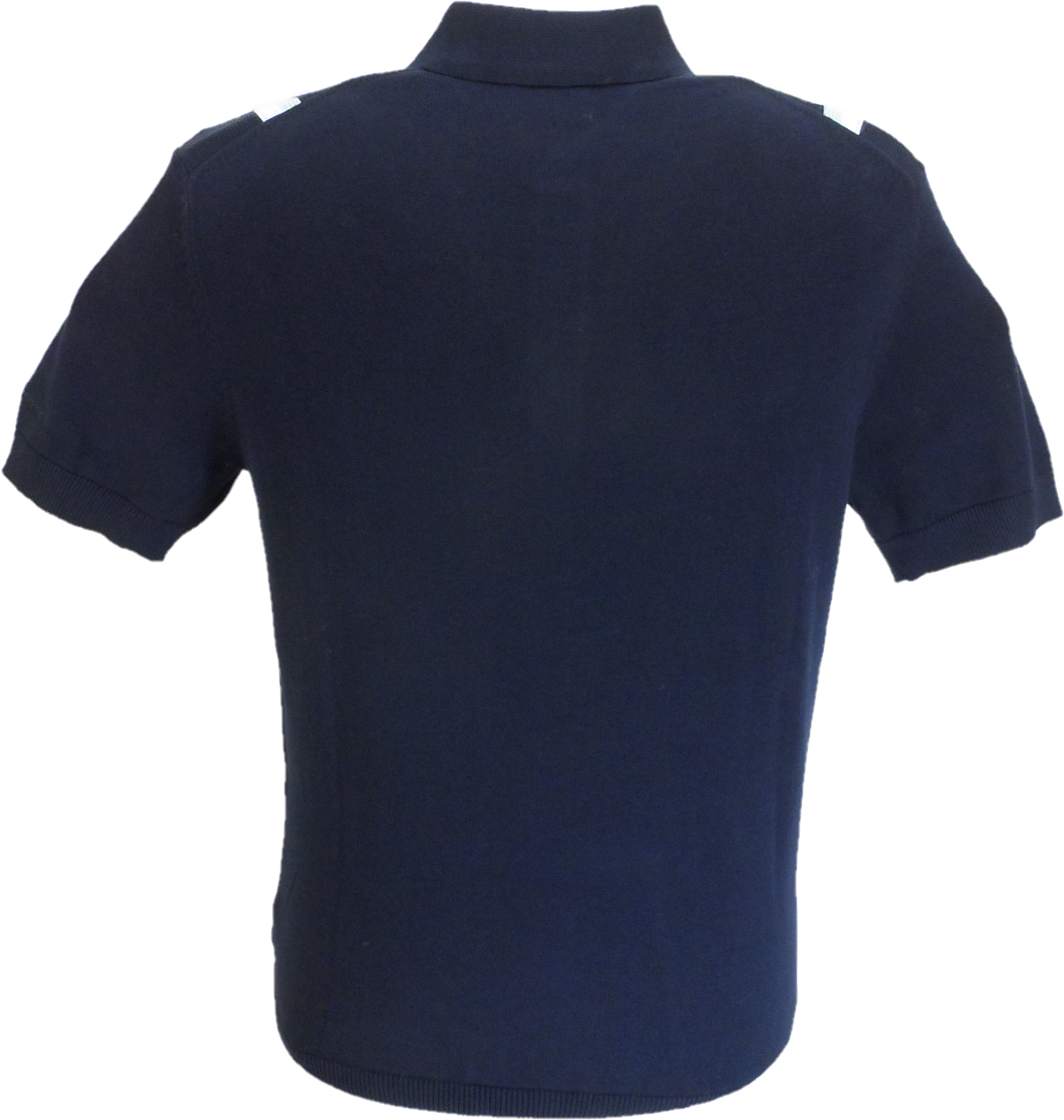 Ben Sherman Navy Blue Knitted Striped Mod Polo Shirt