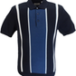 Ben Sherman Navy Blue Knitted Striped Mod Polo Shirt