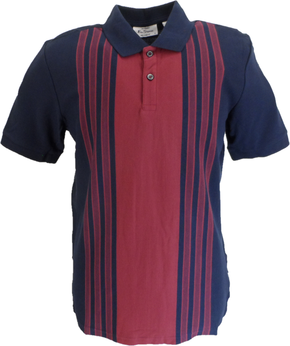 Ben Sherman Men's Navy Striped 100% Cotton Polo Shirt
