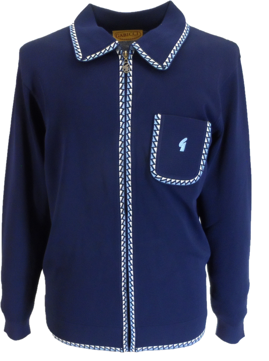 Gabicci Mens Navy Blue Archive Nick Zip Polo Shirt