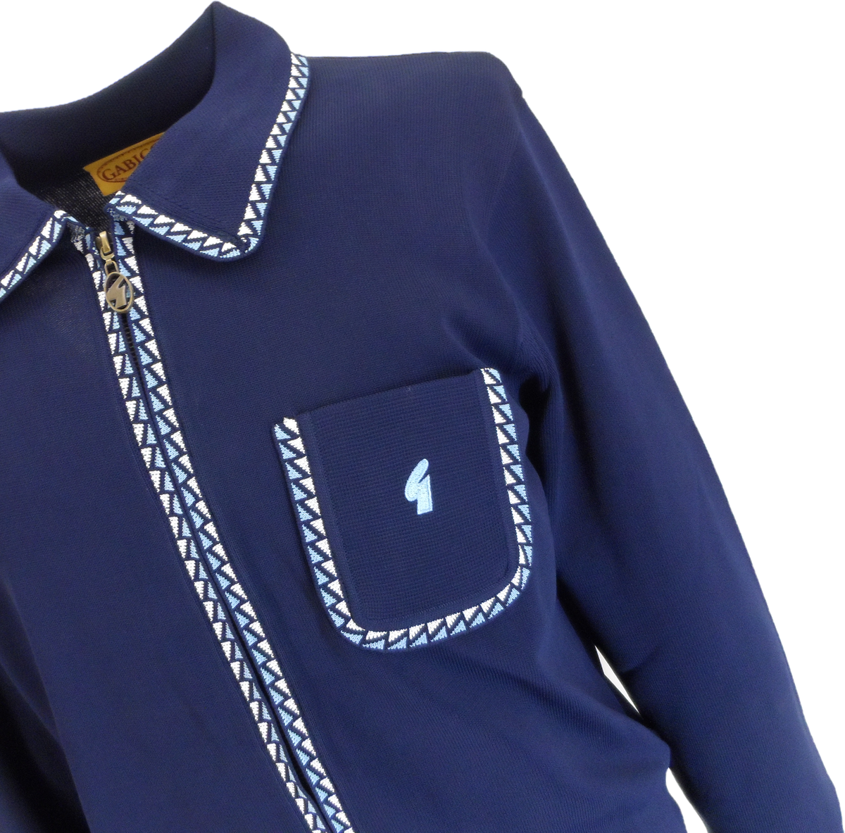 Gabicci Mens Navy Blue Archive Nick Zip Polo Shirt