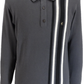 Gabicci Vintage Charcoal Grey Soda Stripe Knitted Polo